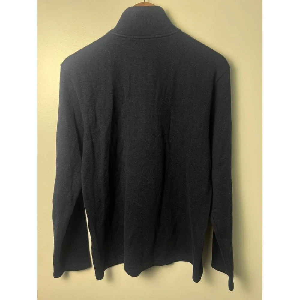 Banana‎ Republic 1/4 Zip Sweater Men M Navy Blue Striped Cotton Pullover Preppy